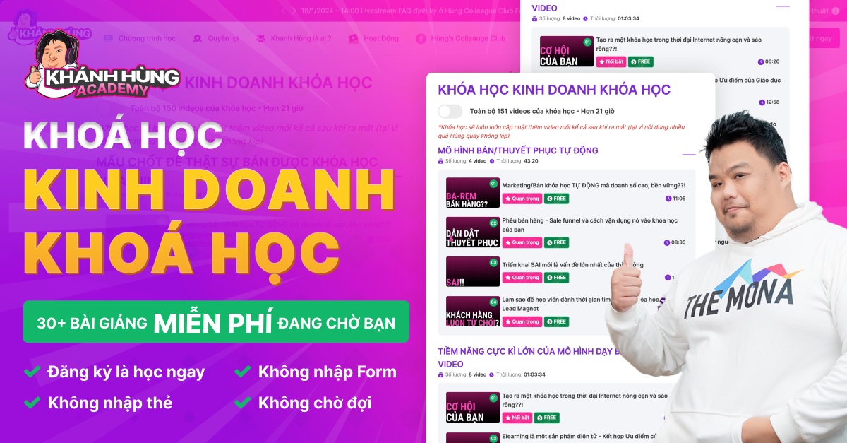 khóa học bán khóa học tại Khánh Hùng Academy