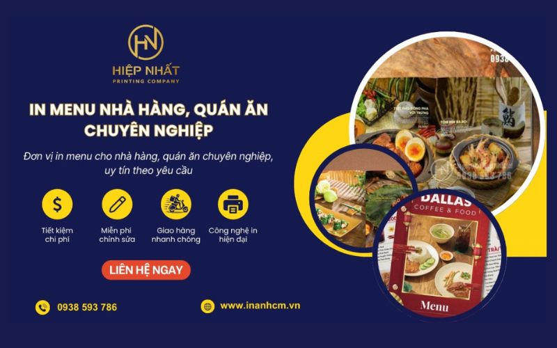 xưởng in menu Hiệp Nhất